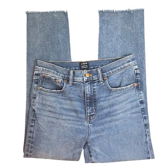 J. Crew Factory Essential Straight Raw Hem Medium Blue Denim Jeans Womens Sz 28 - Picture 5 of 12